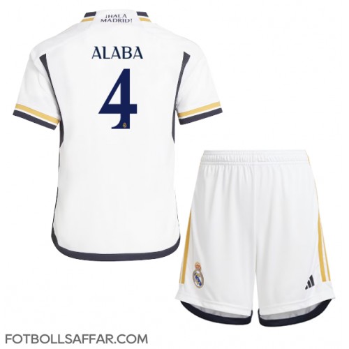 Real Madrid David Alaba #4 Hemmadräkt Barn 2023-24 Kortärmad (+ Korta byxor)